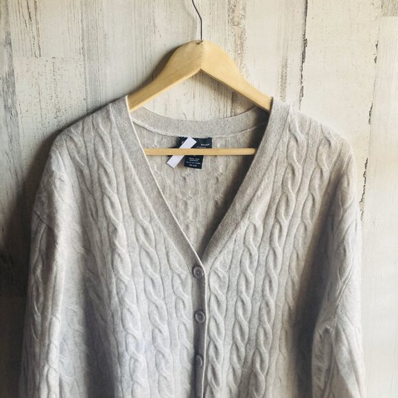 NWOT C by Bloomingdale's 100% Cashmere Grandpa Cardigan M Cable Knit Gray - Picture 3 of 12